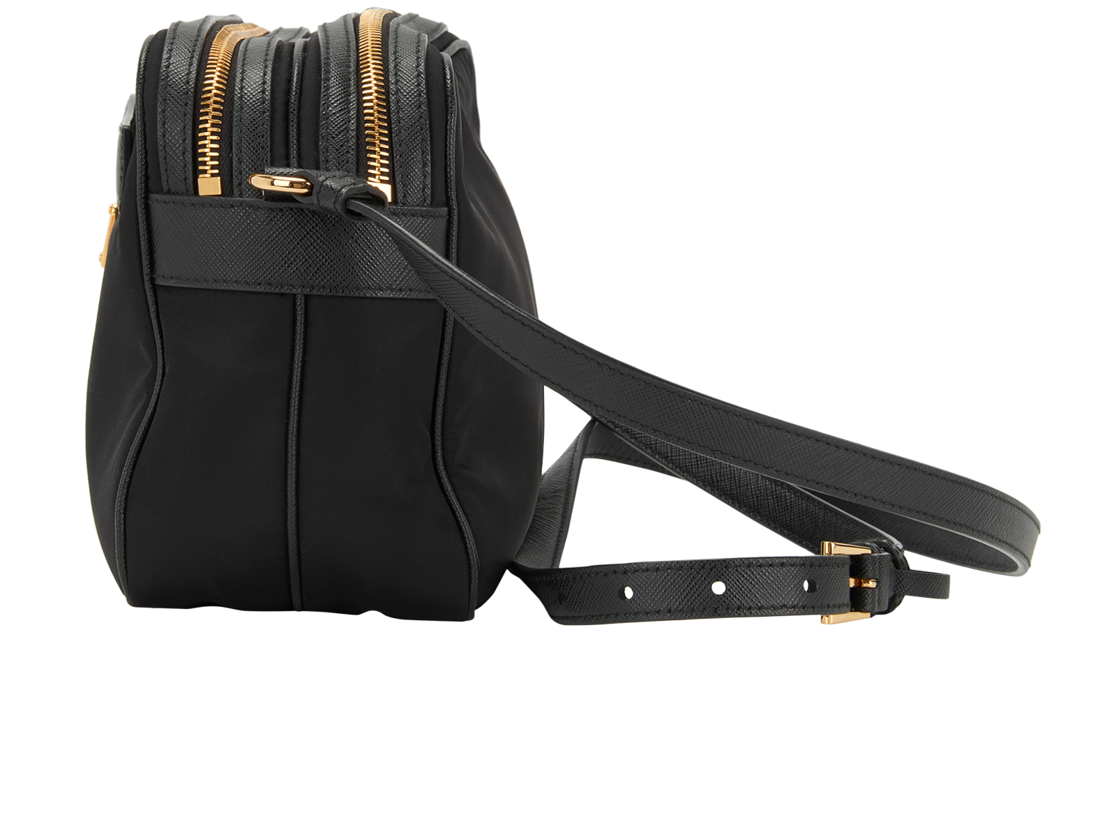 Logo-Plaque Double-Zip Crossbody, &pound;420, Handbags, Black, Nylon, Bottom view